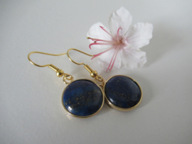 Goudkleurige Lapis Lazuli edelsteen oorbellen