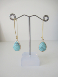 Goudkleurige turquoise oorbellen