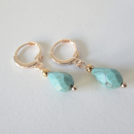 Rosékleurige Turquoise clip oorbellen