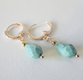 Rosékleurige Turquoise clip oorbellen