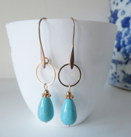 Rosékleurige Turquoise oorbellen