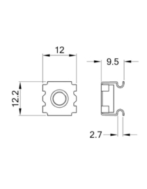 Cage nut M6, 2 mm, 100 pieces