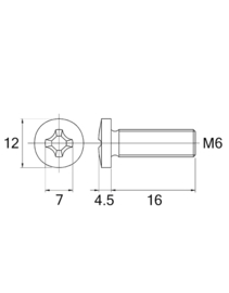 Bolt, crosshead M6x16, black, 100 pieces