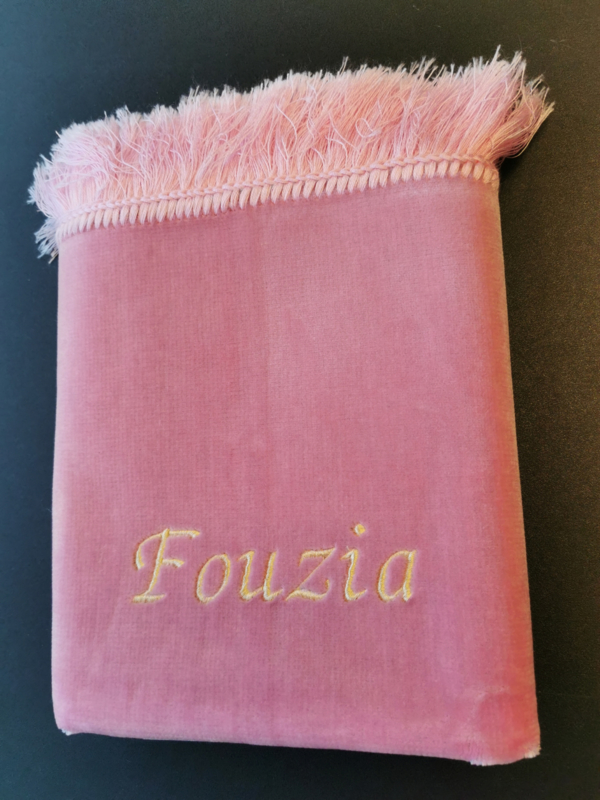 Roze Gebedskleed met naam Fouzia