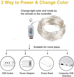 USB Feestverlichting slinger  10 meter