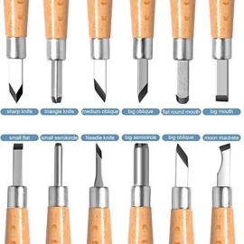 Houtsnijgereedschap set van 12 - Koolstofstaal