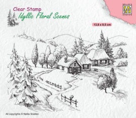 Nellies Choice - IFS026 - clearstamp - Idyllic Floral - Winterlandschap  138x95mm