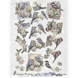 3D knipvel - Amy Design - Vintage winter - Winterbirds CD10984