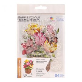 Couture creations Tulip Stamp And Colour Set (4pc) - CO728577