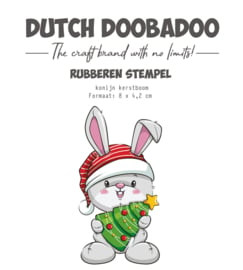Dutch Doobadoo Unmounted Rubber Stamp Konijn kerstboom - 497.004.018