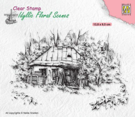 Nellies Choice - IFS027 -  clearstamp - Idyllic Floral - Oud huisje 