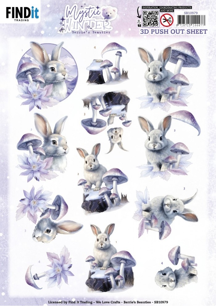3D Push Out - Berries Beauties - Mystic Winter - Mystic Rabbits - SB10979