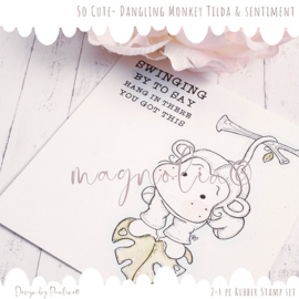 Magnolia - CC22 Dangling Monkey Tilda and Swinging by to say... {Rubber Stamp}