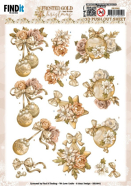 3D Push Out - Amy Design - Frosted Gold Christmas - Christmas Baubles - SB10961
