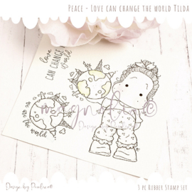 Magnolia -PC22 Peace ~ Love can change the world Tilda {Rubber unmounted Stamp Sheet}