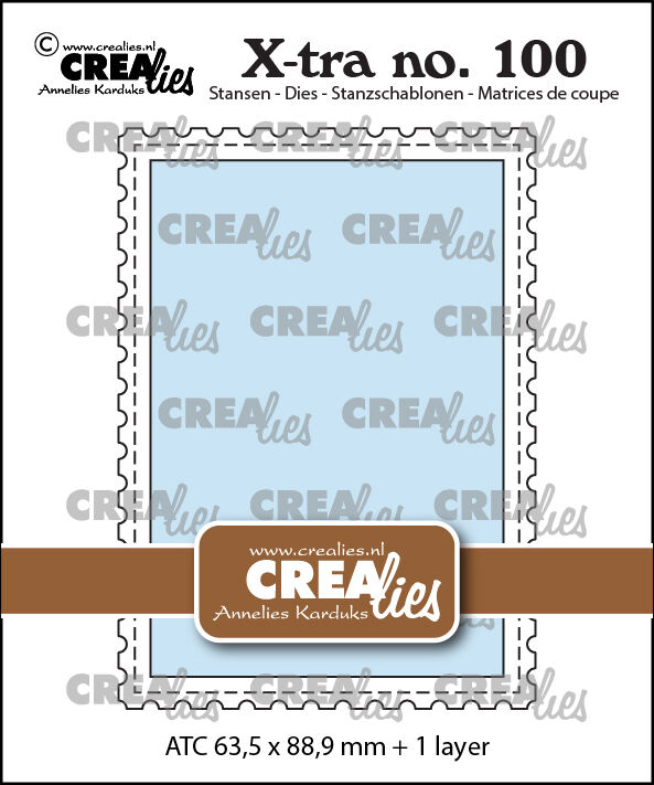 Crealies - X-tra stansen no. 100, ATC met postzegelrand