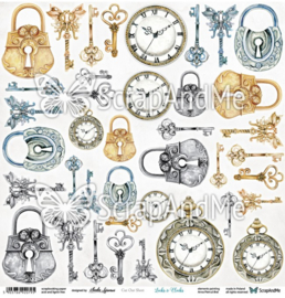 Scrap And Me - Locks & Clocks - knipvel - 30.5x30.5 cm