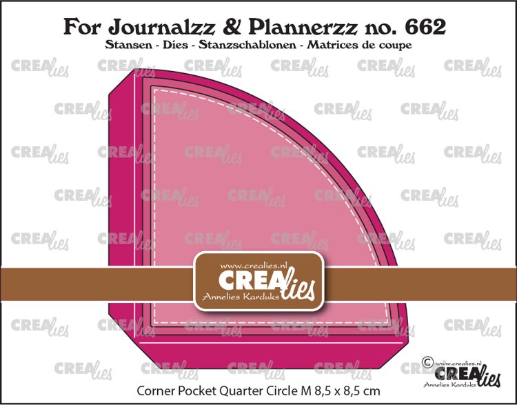 Crealies - Corner Pocket kwart rond Medium 8,5 cm + 2 lagen