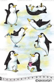 Katzelkraft  - Funny Penguins - Rubber Stamp - KTZ239