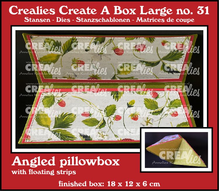 Crealies - Crealies Create A Box Large stans no. 31, Hoekig kussendoosje groot met zwevende plakstroken