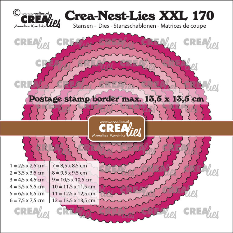 Crealies -  Crea-Nest-Lies XXL stansen no. 170, Cirkels met postzegelrand