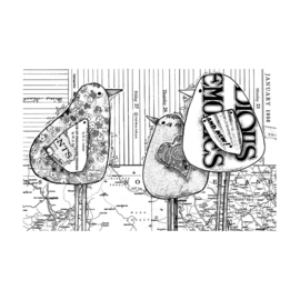 Crafty Individuals CI-544 - 'Three Birds" Unmounted Rubber Stamps