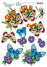 3D knipvel - Yvon's Art - Butterflies Blue