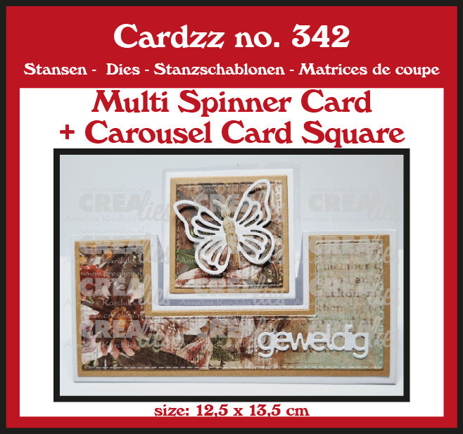 Crealies - Cardzz stansen no. 342, Multi Draaikaart + Carrouselkaart Vierkant