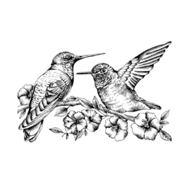 Crafty Individuals CI-509 - 'Hummingbirds amongst Blossoms' Unmounted Rubber Stamps
