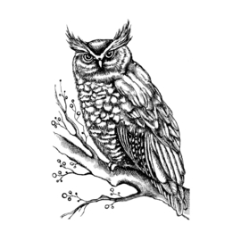 Crafty Individuals CI-511 - 'Owl on Branch with Berries' Unmounted Rubber Stamps