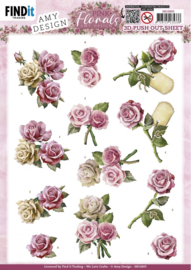 3D Push Out - Amy Design - Pink Florals - Roses - SB10895