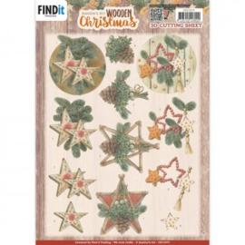 3D knipvel - Jeanine's Art - Wooden Christmas - Wooden Stars - CD11973