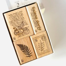 Florileges design - Set 4 houten Stempels - fall in love 