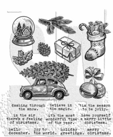 Stampers Anonymous - Home For Christmas Tim Holtz Cling Stamps - CMS498