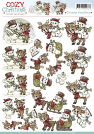 3D Knipvel - Yvonne Creations - Cosy Christmas - Snowman with reindeer CD10548