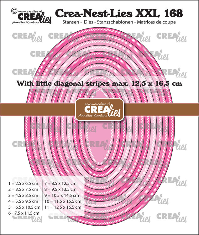 Crealies - Crea-Nest-Lies XXL stansen no. 168, Ovalen met kleine schuine streepjes