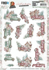 3D Knipvel - Yvonne Creations - World Of Christmas - Christmas Cars - CD12026