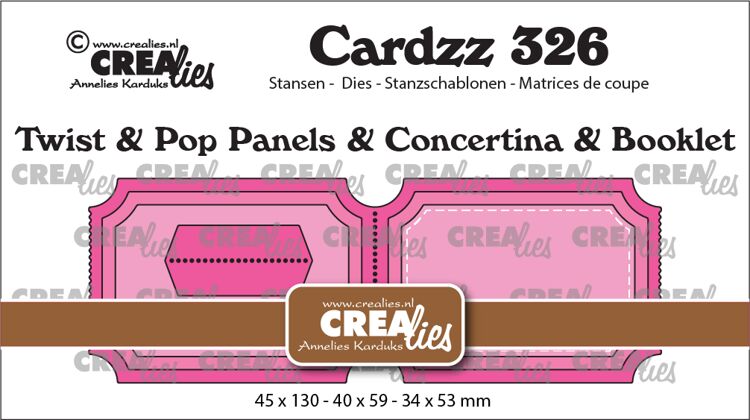 Crealies - Cardzz stansen no. 326, Twist & Pop A3, Panelen & Leporello & Miniboekje tickets horizontaal