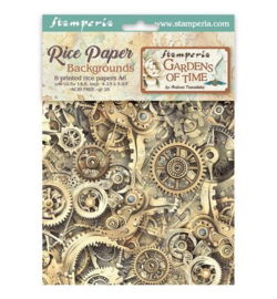 Stamperia - Rice Paper Achtergronden A6 Selectie – Gardens of Time - DFSAK6053