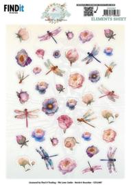 Cutting Sheet - Berries Beauties - Dragonflies - Small Elements -  CD12447