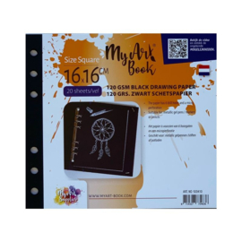 MyArtBook schetspapier 120 g/m2 zwart papier – formaat 16 x 16cm
