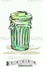 Katzelkraft - Trash Can - Rubber Stamp - MINI107