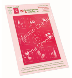 Leane Creatief - 35.9396 - 3D embossing folder met snijmal voor postzegels, Familie aangelegenheden