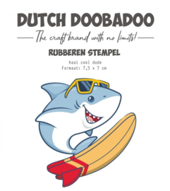 Dutch Doobadoo Unmounted Rubber Stamp  Haai Cool Dude - 497.004.012