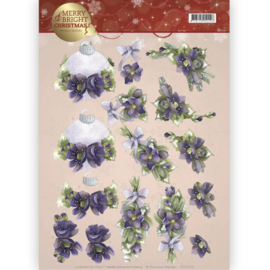 3D knipvel - Precious Marieke - Merry and Bright -Bouquets in purple CD11123