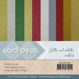 Card Deco Essentials - Glitter And Metallic Cardstock - Christmas A5 - CDEGMC10001