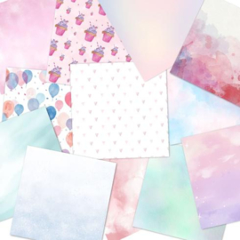 LaCreativ - Designpapier - Kunterbunter Kindergeburtstag - Paper Pack 6x6 - 24 vellen dubbelzijdig