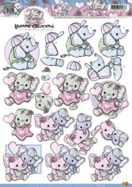 3D Knipvel - Yvonne Creations - Olifanten CD10258