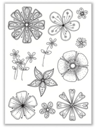 Julie Hickey design JH1082 Perfectly Pretty Blooms A5 Stamp Set