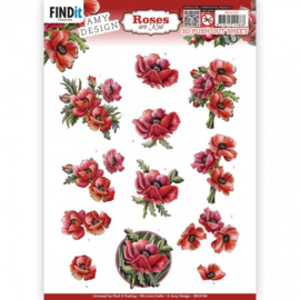 3D Push Out - Amy Design - Roses Are Red - Poppies - SB10744